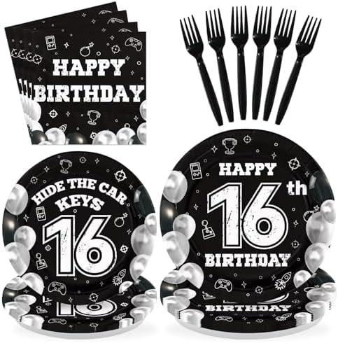 96 Pcs 16th Birthday Decorations for 16 Year Old Boys Girls, Serves 24 by Greencian