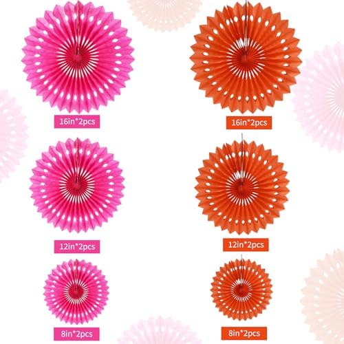 BEISHIDA Honeycomb Round Paper Fans Pink Orange Hanging Party Decoration - Image 2