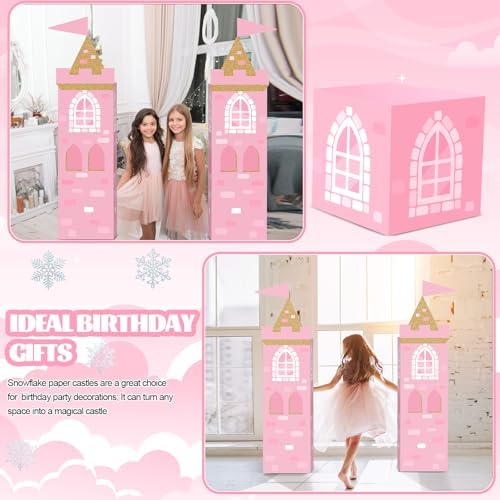 Bucherry 13 Pcs Princess Birthday Party Decor Pink Large Castle Backdrop - Image 4