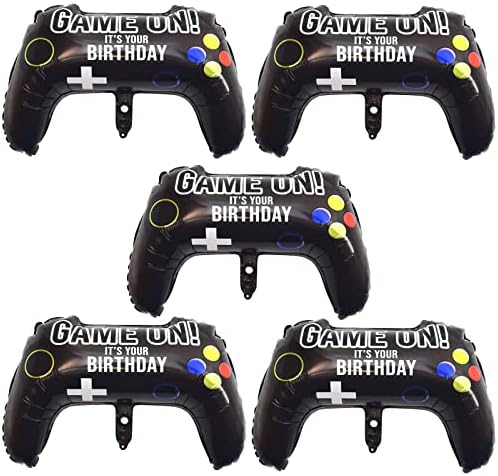 5 Pieces Video Game Party Balloons, Giant Video Game Controller Mylar Foil Balloons Game on Balloons for Kids Boys Gaming Theme Birthday Party Video Game Baby Shower Decorations Supplies by Lingqiang