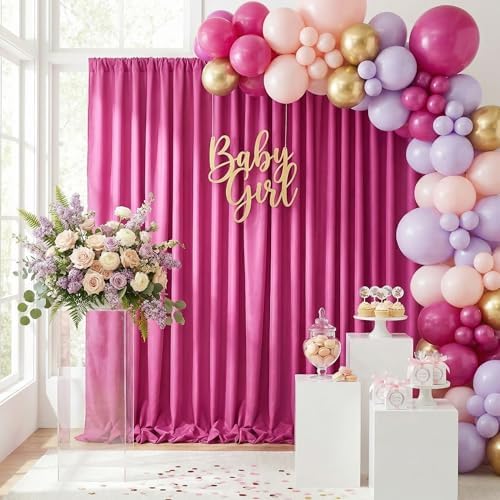 Hot Pink Backdrop Curtains 20ftx10ft Birthday Polyester Photo Drapes - Image 2
