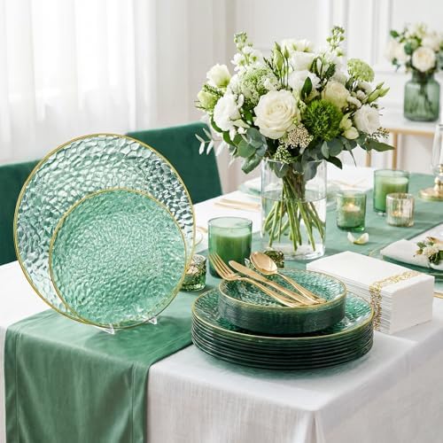 DaYammi 175PCS Green Plastic Dinnerware Set for 25 Guests - Image 4