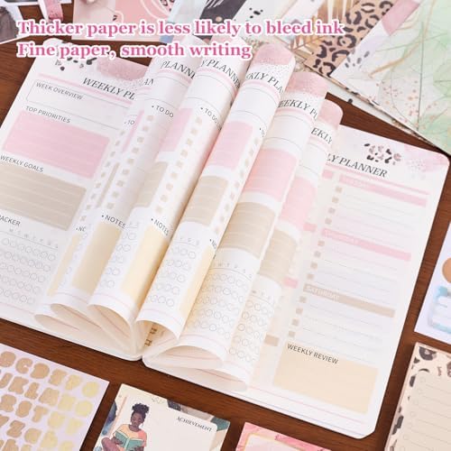 Black Girl Weekly Planner Gift Set - 52 Weeks Undated Planner with 190+ Stickers, Washi Tape, Journal Supplies & Accessories for Teen Girls - Inspirational Productivity Organization Kit, Present Box - Image 7