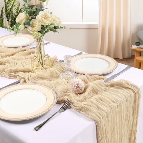 6 Pack 10Ft Beige Cheesecloth Table Runner 23 x 120 Inch - Image 2