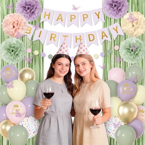 Fairy Lavender Birthday Decorations for Women Girls with Butterfly Stickers - Image 5
