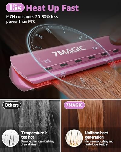 7MAGIC Nano Titanium 1.7" Flat Iron Hair Straightener for Thick Hair,Purple - Image 4