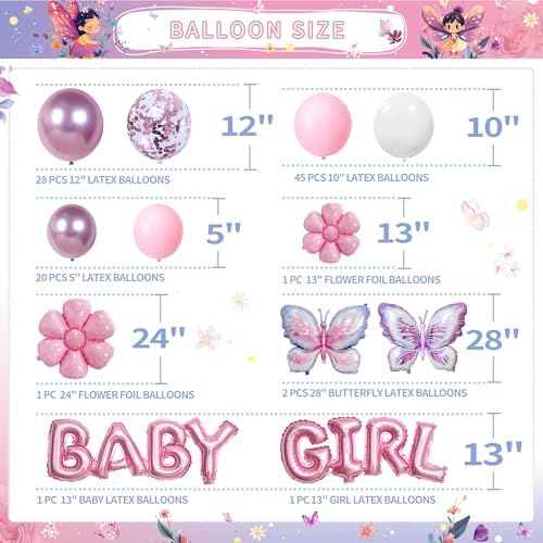 126 pcs Butterfly Baby Shower Decorations For Girl,4 pcs Butterfly Balloon Boxes,Floral,Butterfly Aluminum Foil Balloons,Flower,"A little butterfly is on the way","Mommy to be" Sash - Image 3