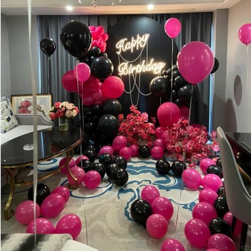 MEBAY Hot Pink Black Rose Gold Balloon Arch Garland Kit, 146 Pcs Rose Red Tender Pink Black Confetti Rose Gold Balloons for Graduation Birthday Party Baby Shower Wedding Decorations - Image 6