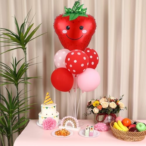 Naozinebi 4 Sets Strawberry Birthday Party Balloons Stand Kit Party Decor - Image 4
