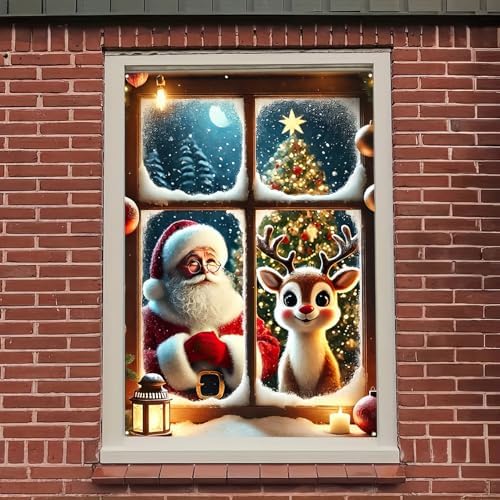 BlissYard Santa Reindeer Snowflake Christmas Banner 47x31 - Image 4