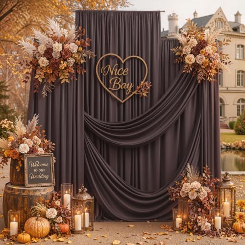 15ft x 10ft Brown Backdrop Curtains, Wrinkle Free Drapes Back Drop Cloth by CO-AVE