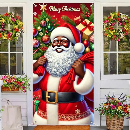 BlissYard Door Cover Santa Winter Wonderland 35x71 Inch Polyester - Image 4