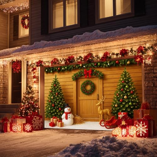 HOMETITUTE Trees Snowman Christmas Garage Banner 13x6ft - Image 3
