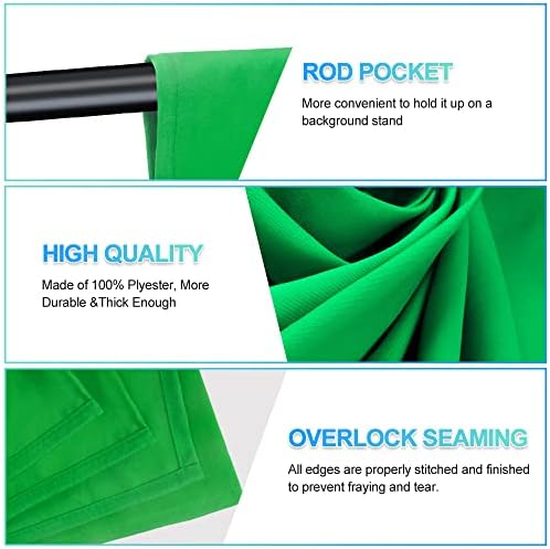 Green Screen Backdrop with Stand for Streaming, 6.5X 10ft (WxH) Protable Green Screen with 6.3 x 6.5 ft Stand kit, Greenscreen Background with Stand Carrying Bag 5 Spring Clamps - Image 6