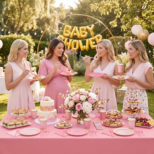 Vesici 452 Pcs Pink Party Decorations Disposable Tableware Set for 50 Guest - Image 5