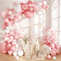 Pink Bow Balloons Garland Arch Kit,180Pcs Pink and White Balloons with Clear Balloon Wrap Bows for Wedding Bachelorette Baby Shower Coquette Birthday Party Decorations by Futureferry