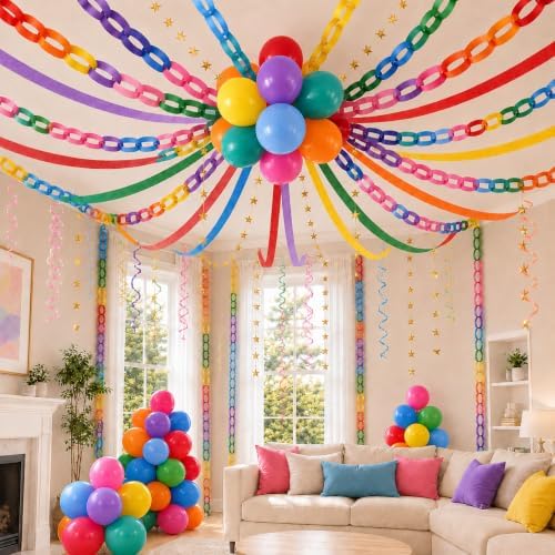 600 Paper Chain Strips 12 Colors Party Garland Kit with Star Garland - Image 4
