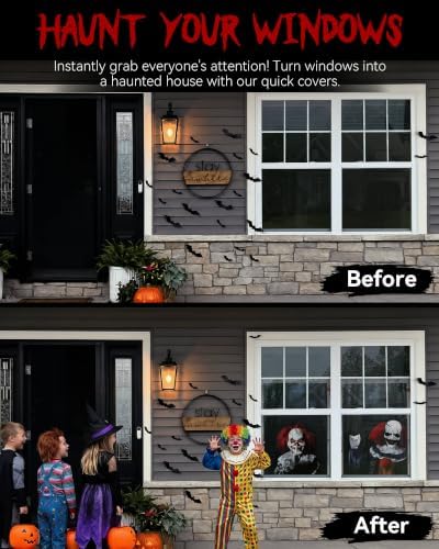 2pcs Halloween Window Cover Decor, Scary Ghost Curtain Outdoor - Image 5