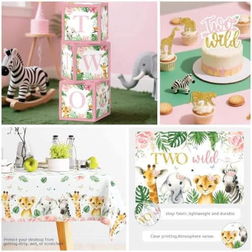 Two Wild Birthday Decorations Girl Safari Animal Jungle Theme 2nd Party - Image 5