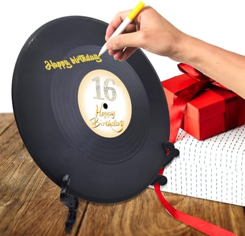 Vinyl Record Sweet 16 Birthday Decorations 11.6"X11.6", 16th birthday decorations Party Favor Sign Poster, 16th Birthday Guest Book Alternative, Great Sweet 16 Gifts for Girls or Boys (16 Years Old) - Image 5