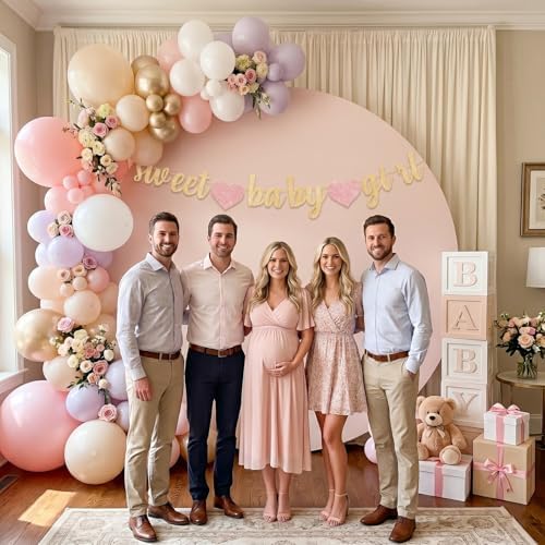 Sweet Baby Girl Banner, Pink Baby Shower Decorations for Girl, Pre-Strung Baby Shower Banner Garland with Pink Hearts, Baby Girl Shower Decor for Backdrop, Dessert Table, Wall, Mantel, Baby Sprinkle Party - Image 6
