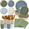 Mimorou 169 Pcs Dusty Blue and Sage Green Plates and Napkin Party Supplies by Unknown