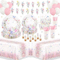 195pcs Wildflower Birthday Party Decoration,Floral Tableware Party Supplies by FightingtoAchieve