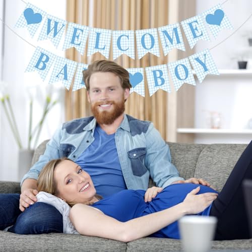 Hahafelt Welcome Baby Boy Banner for Baby Shower Decorations, Blue - Image 5