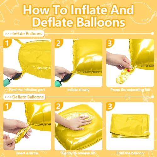 NISOCY 25PCS Yellow Square Foil Balloons Wall Backdrop - Image 3