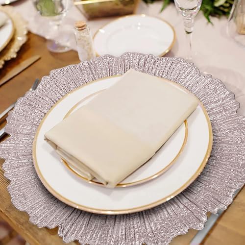 MAONAME Pink Charger Plates Set of 6, Reef Chargers for Dinner Plates - Image 3