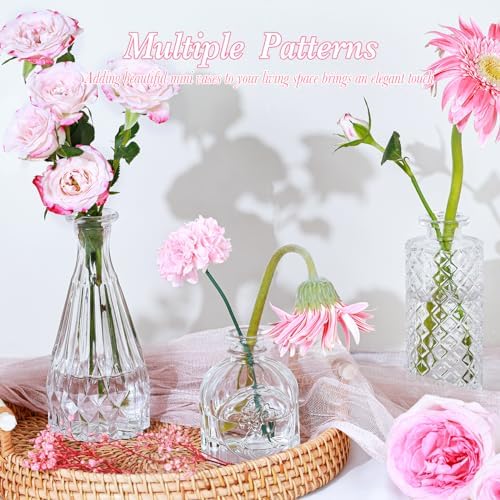 UPBUD Clear Glass Bud Vases Set of 5, Mini Flower Vase for Centerpieces - Image 4