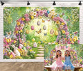 Spring Happy Easter Backdrop, Enchanted Forest Colorful Eggs Rabbit Bunny Floral Butterfly Photography Background, Fairy Tale Wonderland Garden Party Decorations Banner Photo Studio Props 15X10FT by Unknown