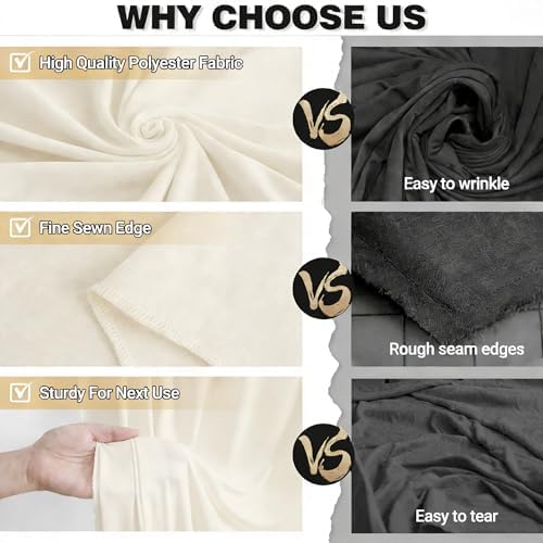 10x12ft Ivory Backdrop Curtain Panels for Parties - Wrinkle Free Polyester Photo Curtain Backdrop Wedding Back Drop Fabric Drapes for Party Decorations Background for Photography - Image 5