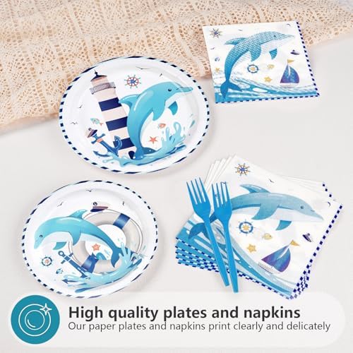 Grencian 96Pcs Dolphin Funny Ocean Dolphin Nautical Party Decorations - Image 3