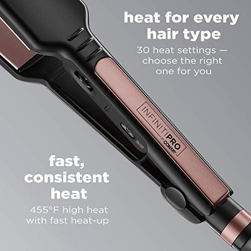 Infiniti PRO CONAIR Rose Gold Ceramic Flat Iron Hair Straightener, 1 3/4-Inch Flat Iron with Extra-Long Plates, Including a Floating Plate, Advanced Heat Technology, Black - Image 3
