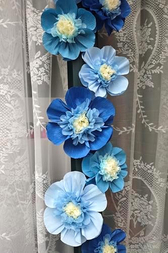 Mybbshower 9 Pack Ombre Blue Crepe Paper Flowers for Wedding Arch, Nursery Wall Birthday Engagement Party, Baby Shower Decorations and Photo Booth Backdrop - Image 3