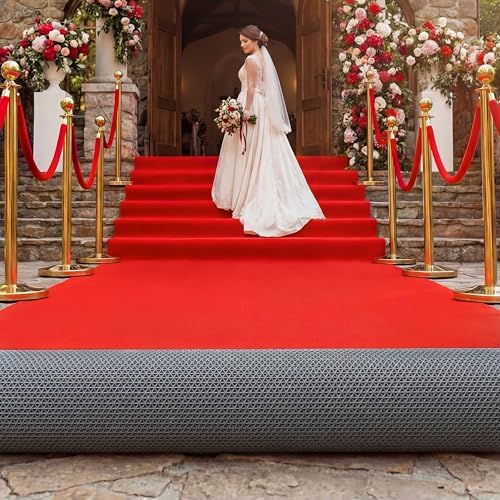 Extra Thick Red Carpet Runner for Party, 3ft x 30ft Red Runner Rug by Mugiden