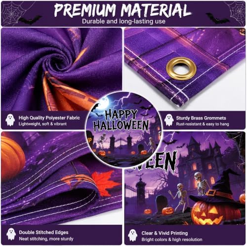 Happy Halloween Backdrop 6x4FT with Spider Web Kit - Image 4
