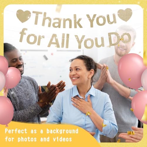 Thank You Banner Appreciation for Employee Appreciation Decorations Teacher Thanks Volunteer Events Office School Organization Thank You Parties (Champagne Gold) - Image 7
