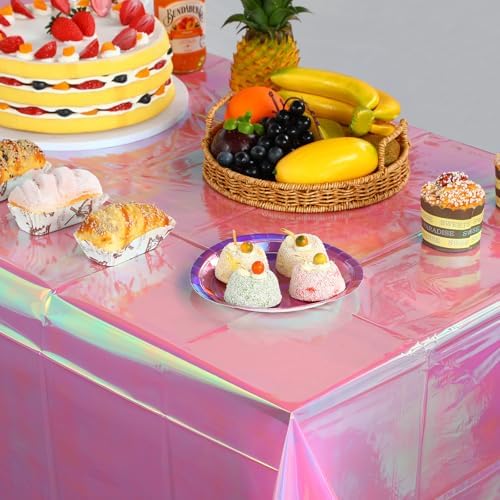 3 Pack Iridescent Plastic Tablecloth, Shiny Disposable Laser Rectangle Table Covers, Holographic Foil Tablecloth Party Decorations for Birthday Bridal Wedding Anniversary Party Supplies, 50 x 100 Inch - Image 5