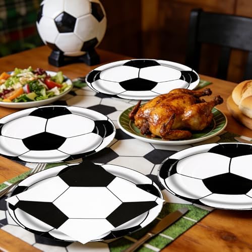 48Pcs Soccer Paper Plates&Napkins Soccer Birthday Party Supplies - Image 6