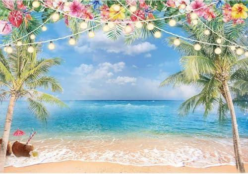 12x8ft Summer Hawaiian Beach Photography Backdrop by Haboke