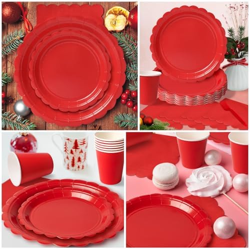 Vyntra 175 Pcs Red Paper Plates and Napkins Party Supplies - Image 5