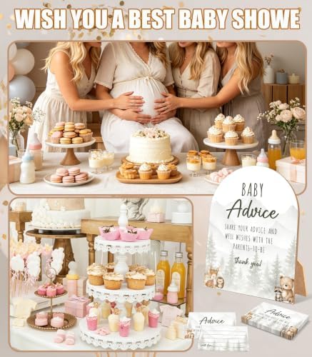 Woodland Adventure Baby Shower Games, Forest Animals Advice For Parents To Be, 6x8 Inch Arch Wooden Sign With Stand And 50 Advice Cards, Gender Reveal Party Supplies & Decorations -LN010 - Image 6