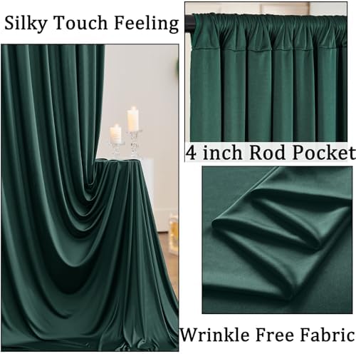 10ft x 10ft Wrinkle Free Hunter Green Backdrop Curtains for Parties, Polyester Photo Backdrop Drapes for Wedding Birthday Party Photography Background Photoshoot - Image 2