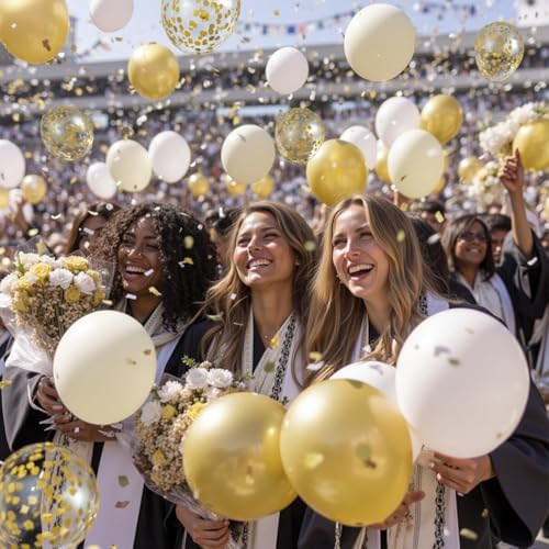 Sand White and Gold Confetti Balloons 50 Pcs 12 Inch - Image 3
