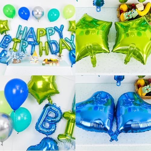 Blue Green Birthday Decorations for Boys Blue Green Silver Birthday Balloon - Image 5