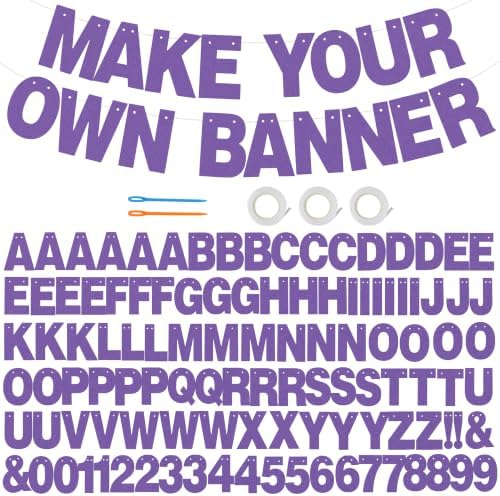 BEISHIDA 116 PCS A-Z DIY Letter Banner Kit Make Your Own Banner Including 111 Letters and Numbers 3 Rope and 2 Threading Device,Customized for Birthday Graduation Wedding Decor Matte Purple by Beishida