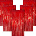 5 Pack 3.28ft x 6.56ft Shiny Red Tinsel Foil Fringe Curtains by Unknown