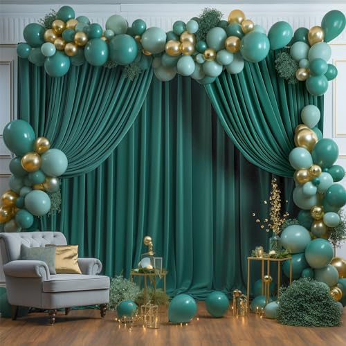 8x10FT Hunter Green Backdrop Curtains for Wedding Parties, Wrinkle Free Polyester Photography Backdrop Drapes for Christmas Birthday Parties Stage Background Stand Decorations 4x10ft,2 Panels - Image 6